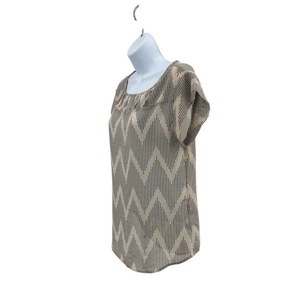 The Limited Sheer Chevron Polka Dots Top WMNS  XS Black Ivory Scoop Neck Zig Zag - Picture 3 of 7